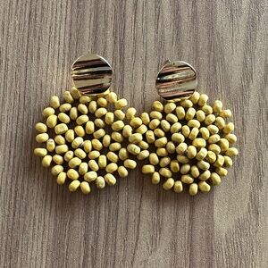 Yellow Beaded Statement Earrings